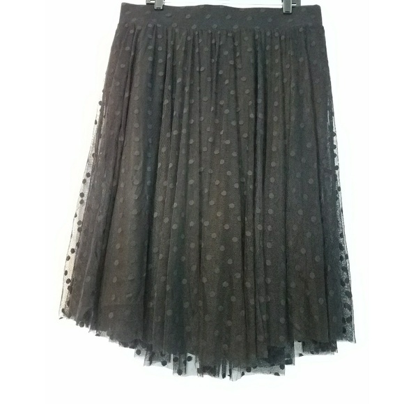 NWOT Torrid Black Dot Tulle Overlay Midi Skirt - Picture 5 of 8